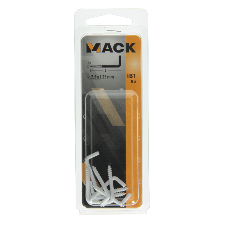 Mack 1017825 - schroefduim staal wit 8 st 2,5 x 25 mm | 10 stuks