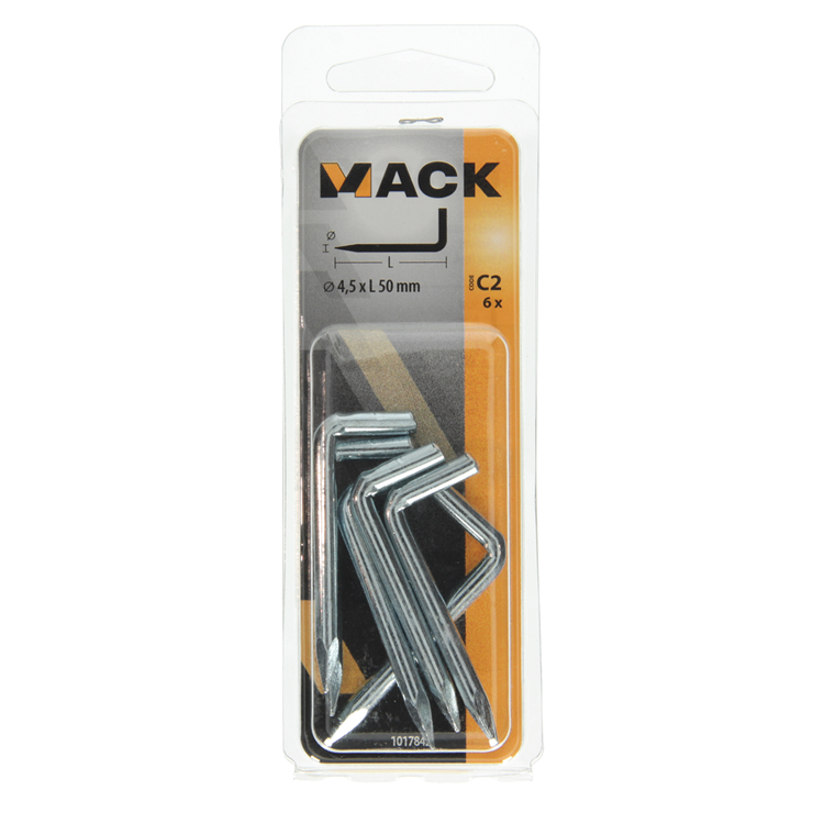 Mack 1017842 - puntduim staal verzinkt 6 st 4,5 x 50 mm | 10 stuks