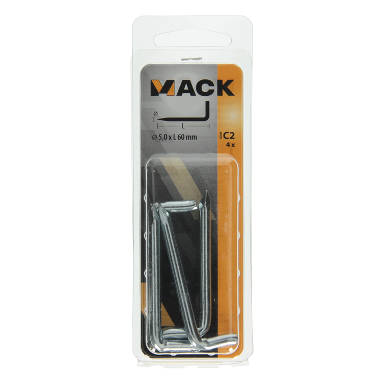 Mack 1017843 - puntduim staal verzinkt 4 st 5,0 x 60 mm | 10 stuks