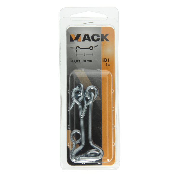 Mack 1017848 - windhaak staal verzinkt 2 st 4,0 x 60 mm | 10 stuks