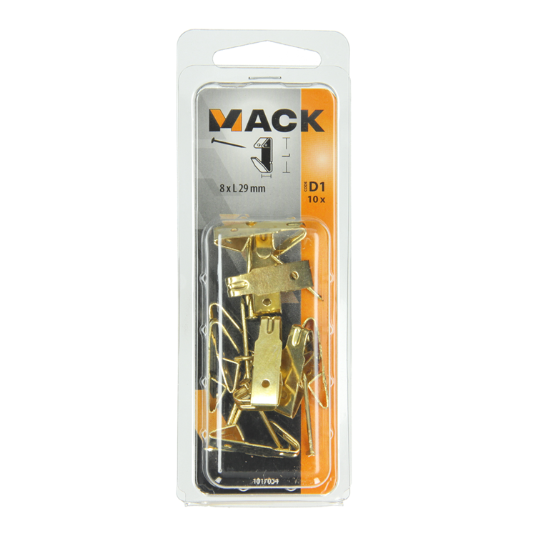 Mack 1017854 - kaderhaak staal vermessingd 10 st 8 x 29 mm | 10 stuks