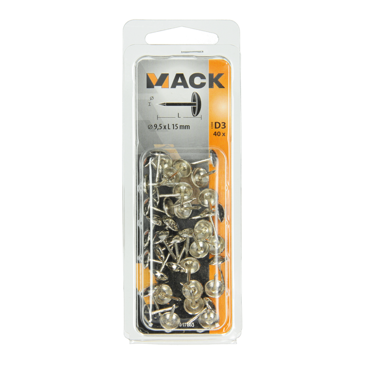 Mack 1017863 - garniernagel staal vernikkeld 40 st 9,5 x 15 mm | 10 stuks