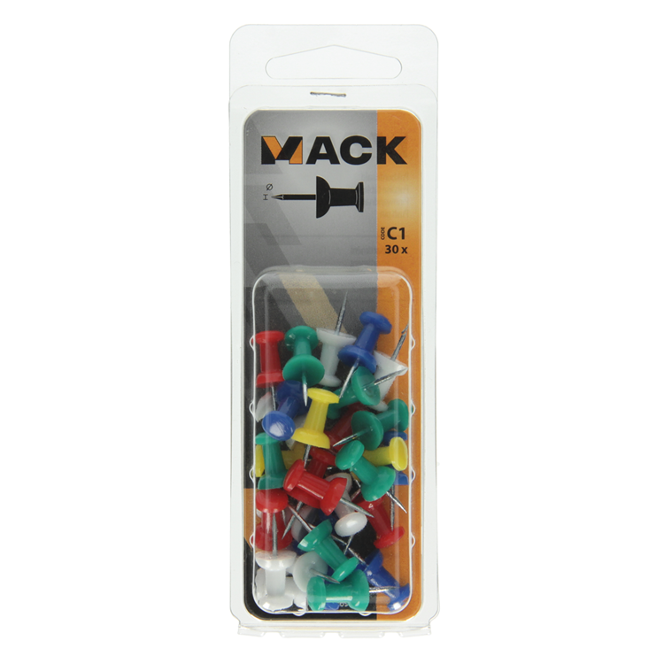 Mack 1017869 - prikbordnaald staal + kunststof 30 st | 5 stuks