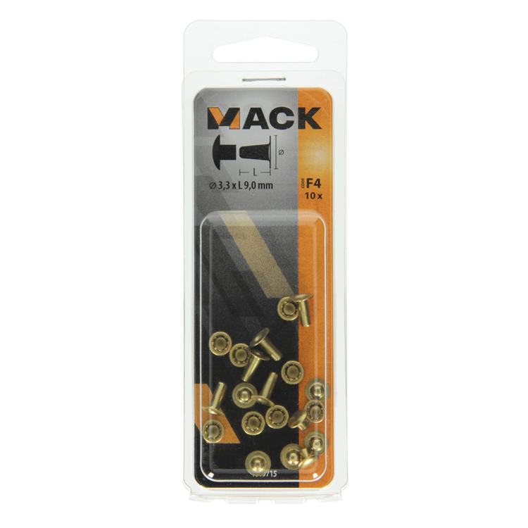 Mack 1019715 - klinknagel messing 10 st 3,3 x 9,0mm | 10 stuks