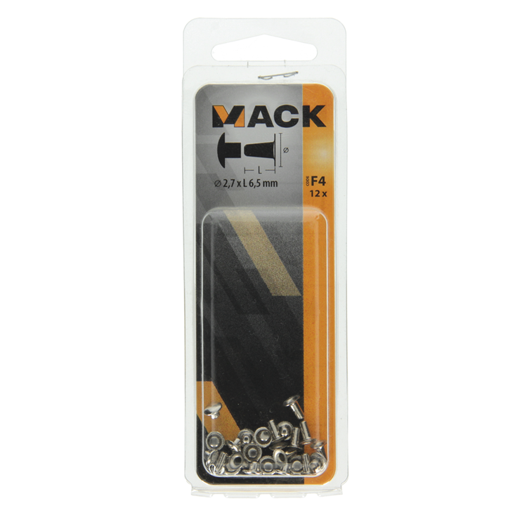 Mack 1019720 - klinknagel messing vernikkeld 12 st 2,7 x 6,5mm | 10 stuks