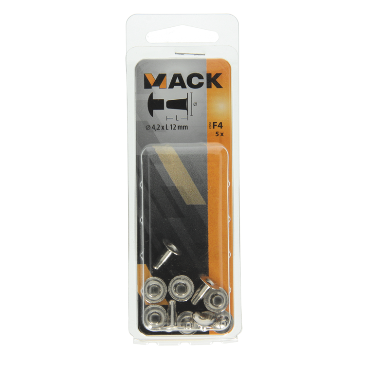 Mack 1019724 - klinknagel messing vernikkeld 5 st 4,2 x 12 mm | 10 stuks
