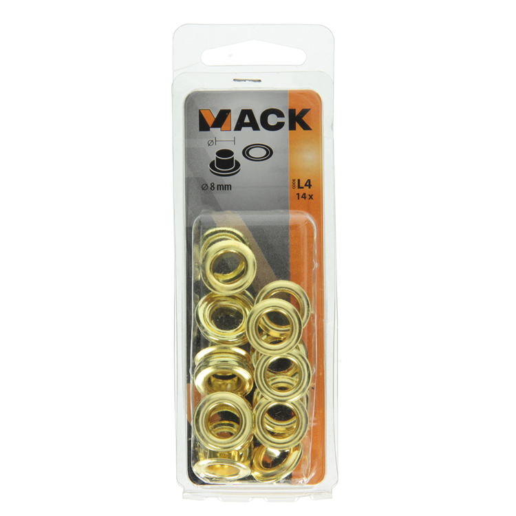 Mack 1017874 - zeilringen messing 14 st 8mm | 10 stuks