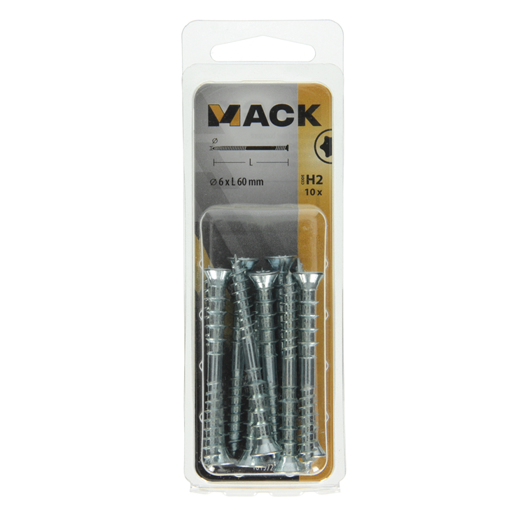 Mack 1019725 - regelschroef verzinkt 10 st 6 x 60 mm | 10 stuks