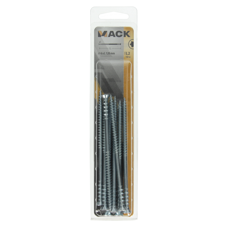 Mack 1019728 - regelschroef verzinkt 10 st 6 x 120 mm | 5 stuks
