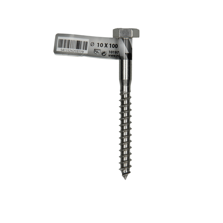 Mack 1019774 - houtdraadbout roestvrijstaal 1st 10 x 100 mm | 10 stuks