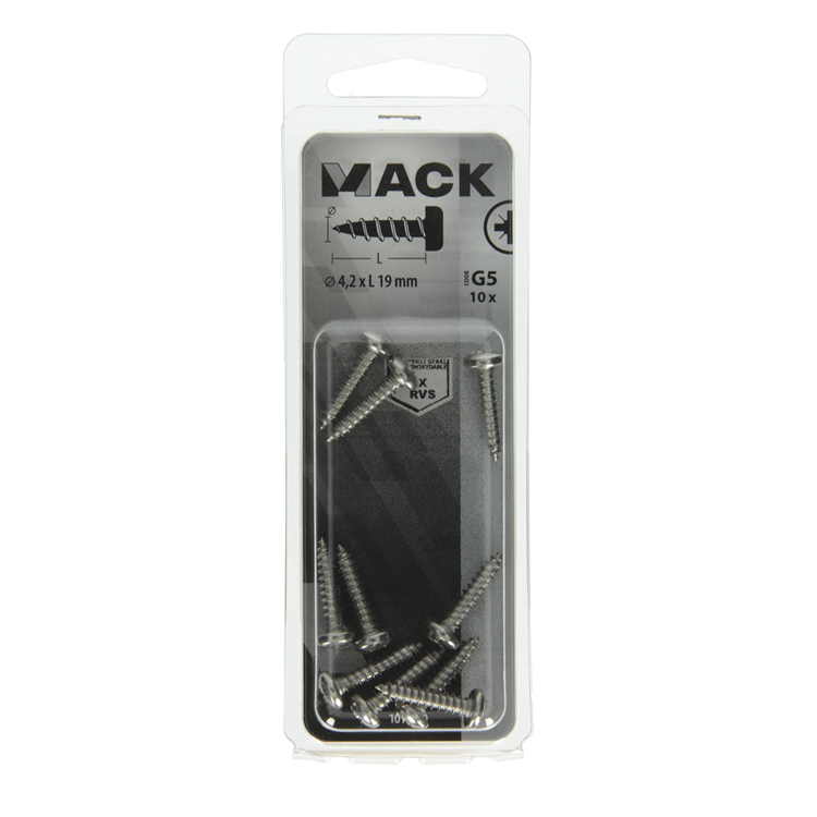 Mack 1019790 - zelftappende schroef cyl.kop a2 10 st 4,2 x 19 mm | 10 stuks