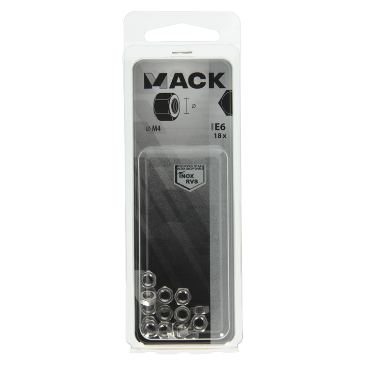 Mack 1019850 - zeskantmoer inox a2 18 st m4 | 10 stuks