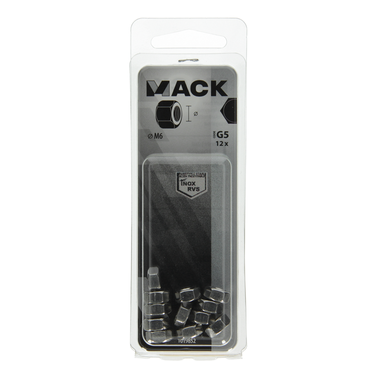 Mack 1019852 - zeskantmoer inox a2 12 st m6 | 10 stuks
