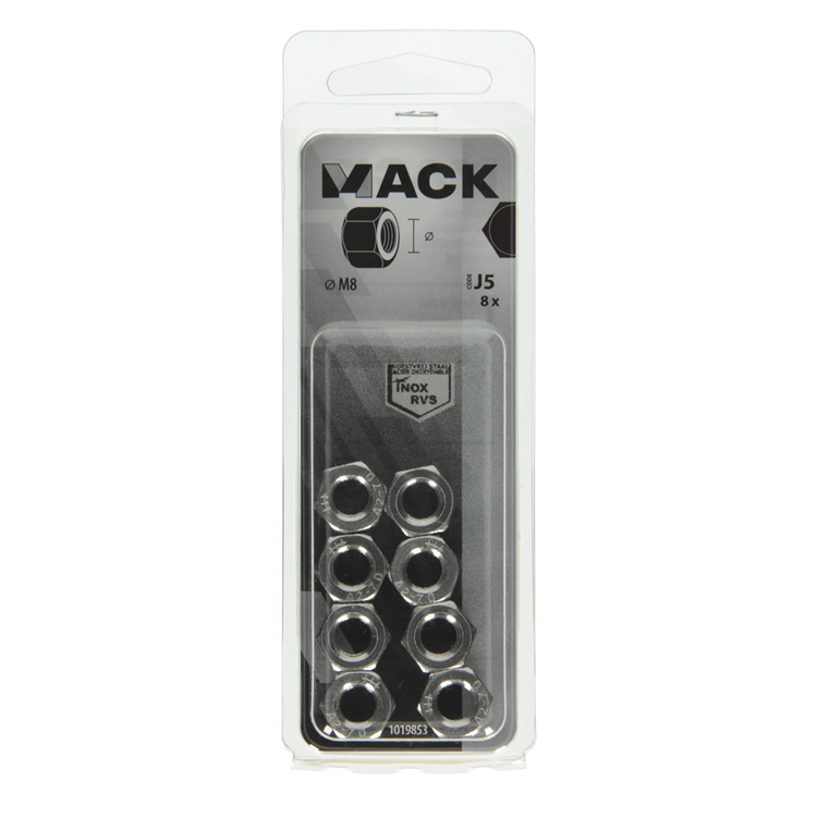 Mack 1019853 - zeskantmoer inox a2 8 st m8 | 10 stuks