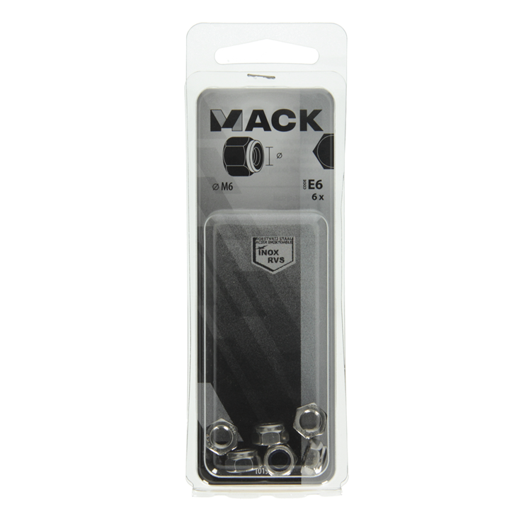 Mack 1019858 - zeskant borgmoer inox a2 6 st m 6 | 10 stuks