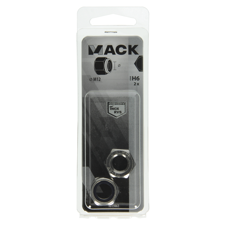 Mack 1019861 - zeskant borgmoer inox a2 2 st m 12 | 10 stuks