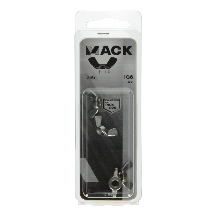 Mack 1019866 - vleugelmoer inox a2 4 st m5 | 10 stuks