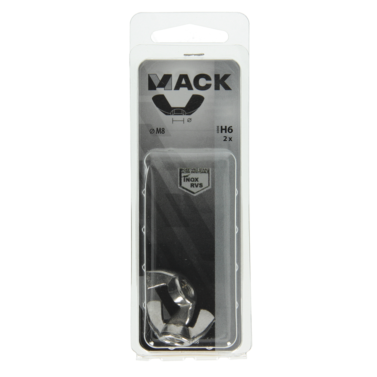 Mack 1019868 - vleugelmoer inox a2 2 st m8 | 10 stuks