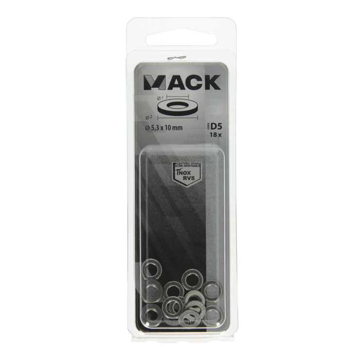 Mack 1019871 - sluitring inox a2 18 st m5 | 10 stuks