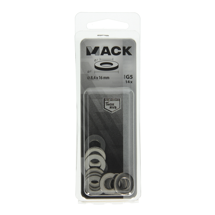 Mack 1019873 - sluitring inox a2 14 st m8 | 10 stuks