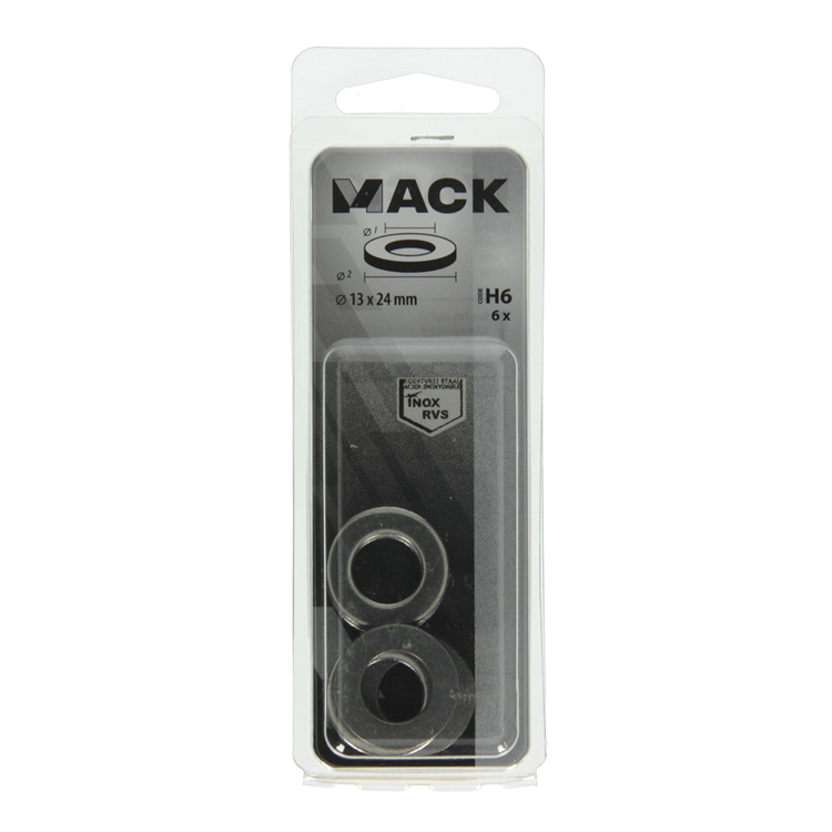 Mack 1019875 - sluitring inox a2 6 st m12 | 10 stuks