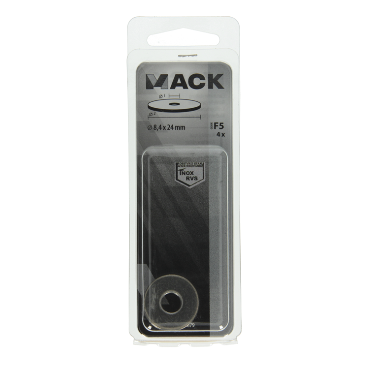 Mack 1019879 - carrosserie sluitring inox a2 4 st 8,4x24 | 10 stuks