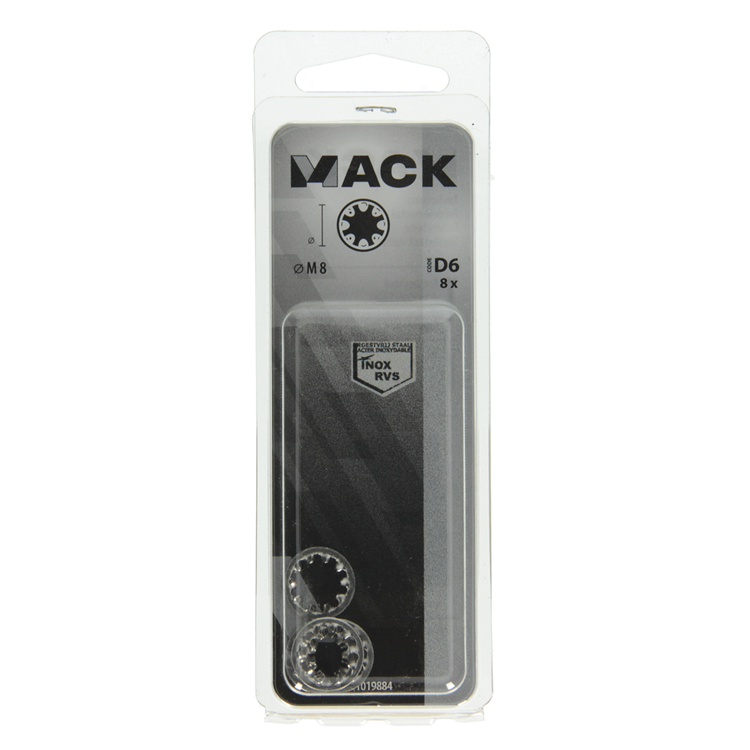 Mack 1019884 - tandveerring inox a2 8 st m8 | 10 stuks