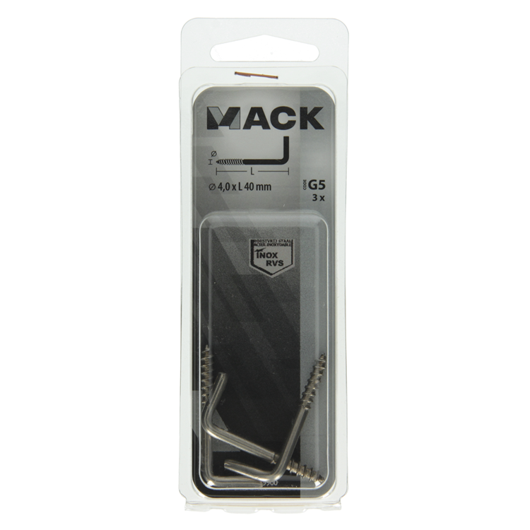 Mack 1019900 - schroefduim roestvrijstaal 3 st 4,0x40 mm | 10 stuks