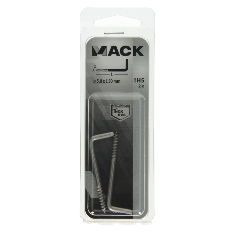 Mack 1019901 - schroefduim roestvrijstaal 2 st 5,0x50 mm | 10 stuks