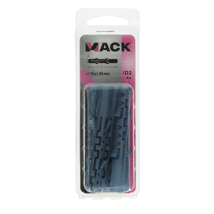Mack 1019926 - plug lange expansie polyethyl 6 st 10 x 80 mm | 5 stuks