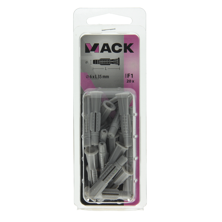Mack 1017886 - universeelplug met kraag polyethyl.20st 6 x 35 mm | 5 stuks