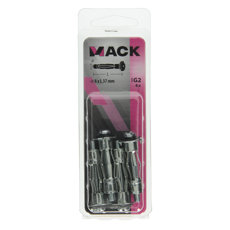 Mack 1017890 - metalen hollewandplug verzinkt4 st 8 x37 mm | 10 stuks