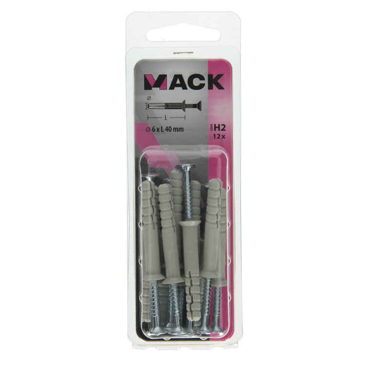 Mack 1017907 - nylon nagelplug polyamide 12 st 6 x 40 mm | 5 stuks