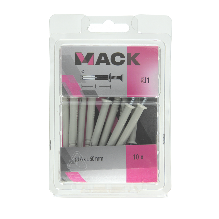Mack 1017908 - nylon nagelplug polyamide 10 st 6 x 60 mm | 5 stuks