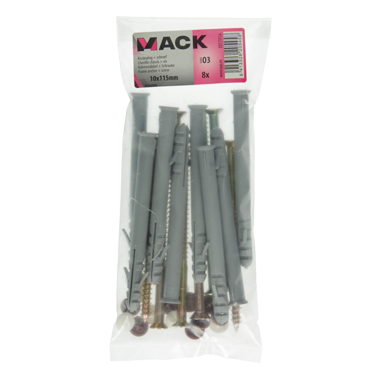 Mack 1017914 - kozijnplug met schroef polyamide 8 st 10 x 115 mm | 5 stuks