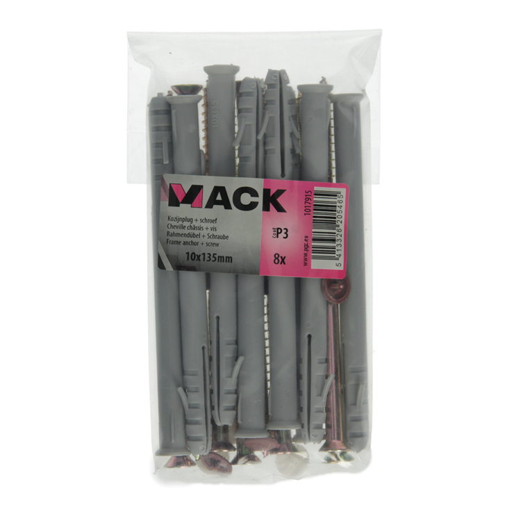 Mack 1017915 - kozijnplug met schroef polyamide 8 st 10 x 135 mm | 5 stuks