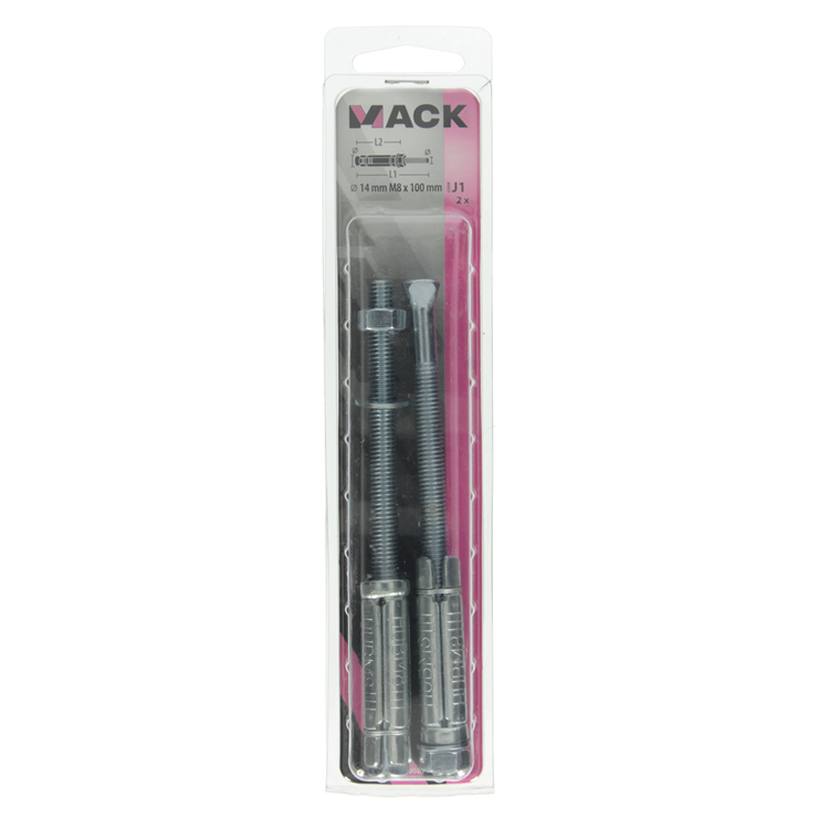 Mack 1019940 - keilbout met draadst. verzinkt2 st m8 x 100 mm | 5 stuks