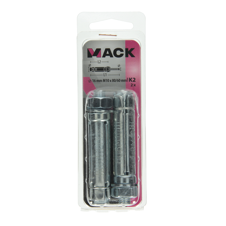 Mack 1019942 - keilbout met draadst. verzinkt2 st m10 x 80mm | 5 stuks