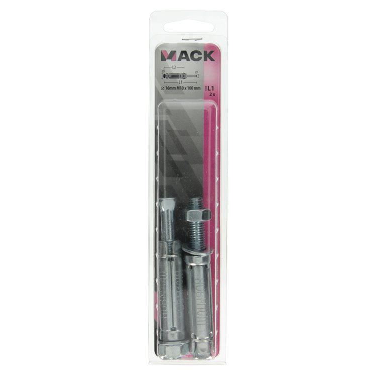 Mack 1019943 - keilbout met draadst. verzinkt2 st m10 x 100mm | 5 stuks