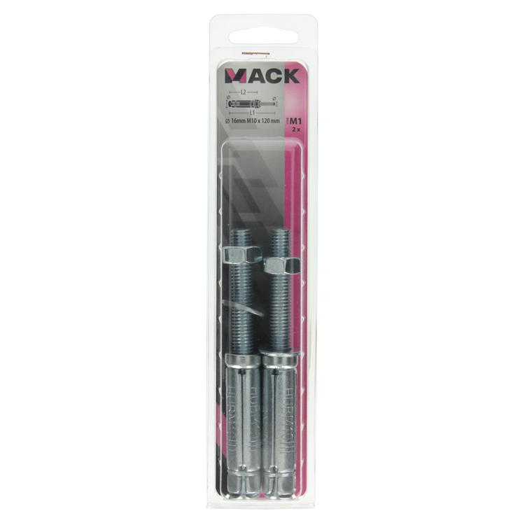 Mack 1019944 - keilbout met draadst. verzinkt2 st m10 x 120mm | 5 stuks