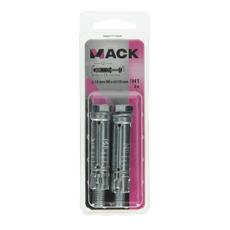 Mack 1019947 - keilbout 6-kant bout verzinkt 2 st m8x65 14x50 | 10 stuks