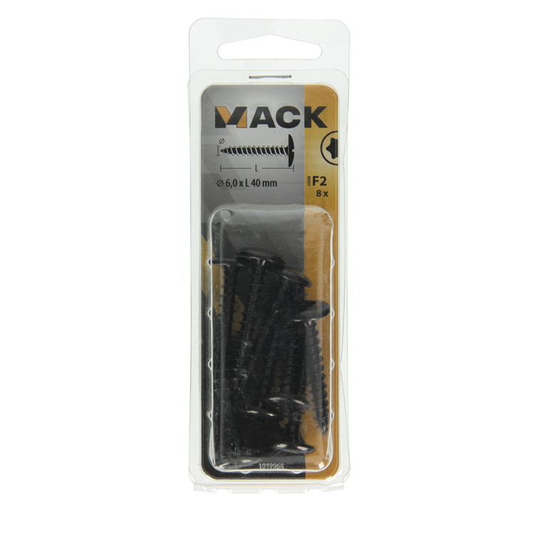 Mack 1019968 - luikschroef zwart 6,0 x 40 mm 8st | 5 stuks