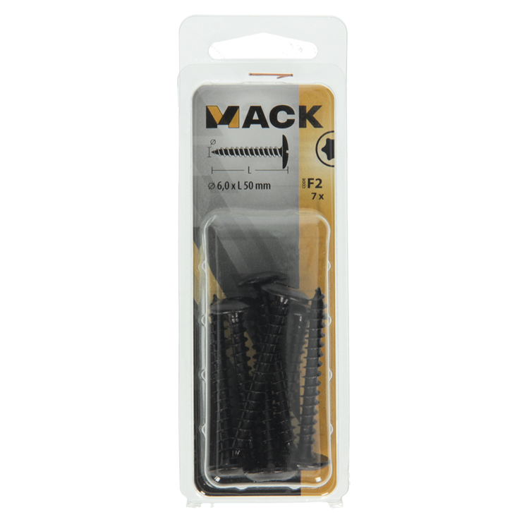 Mack 1019969 - luikschroef zwart 6,0 x 50 mm 7st | 5 stuks