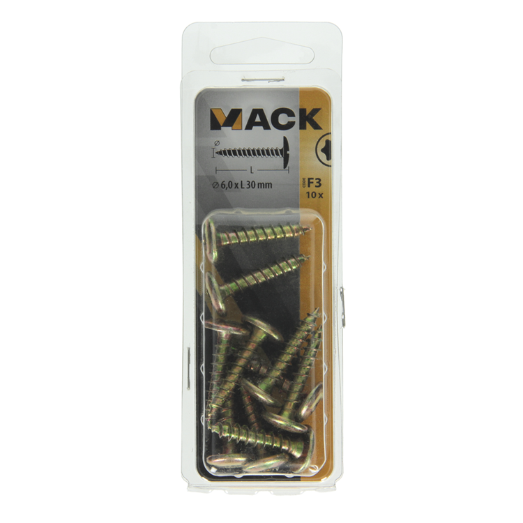 Mack 1019970 - luikschroef geel verzinkt 6,0 x 30 mm 10st | 5 stuks
