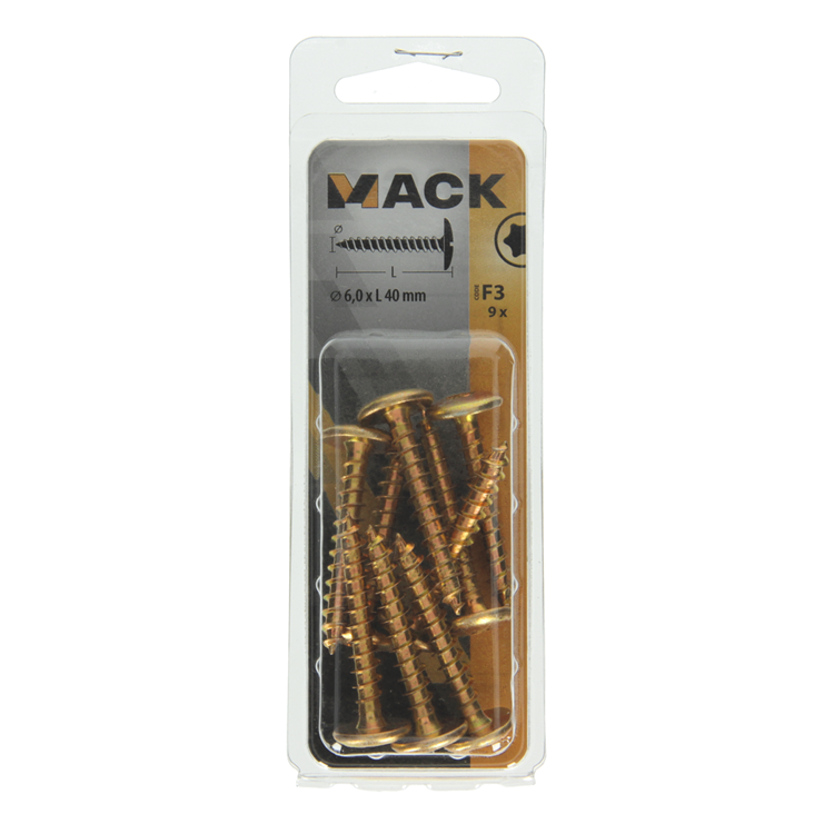 Mack 1019971 - luikschroef geel verzinkt 6,0 x 40 mm 9st | 5 stuks