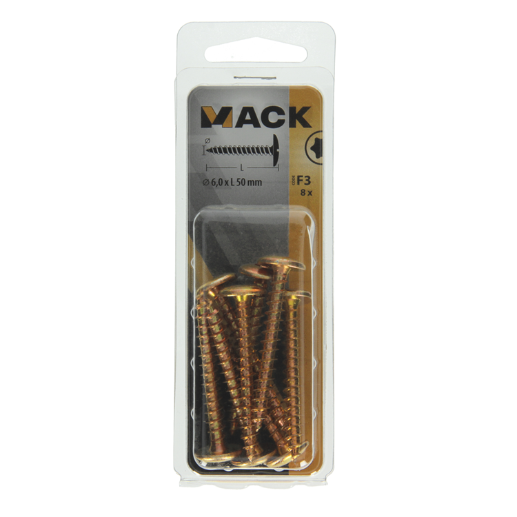 Mack 1019972 - luikschroef geel verzinkt 6,0 x 50 mm 8st | 5 stuks
