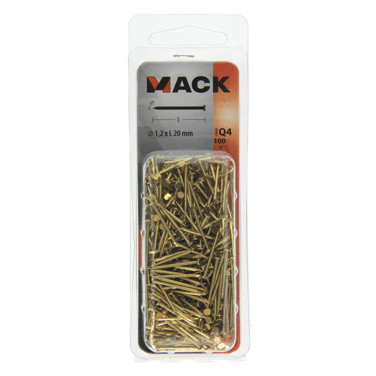 Mack 1017922 - nagel platte kop messing 100gr1,2 x 20 mm | 5 stuks