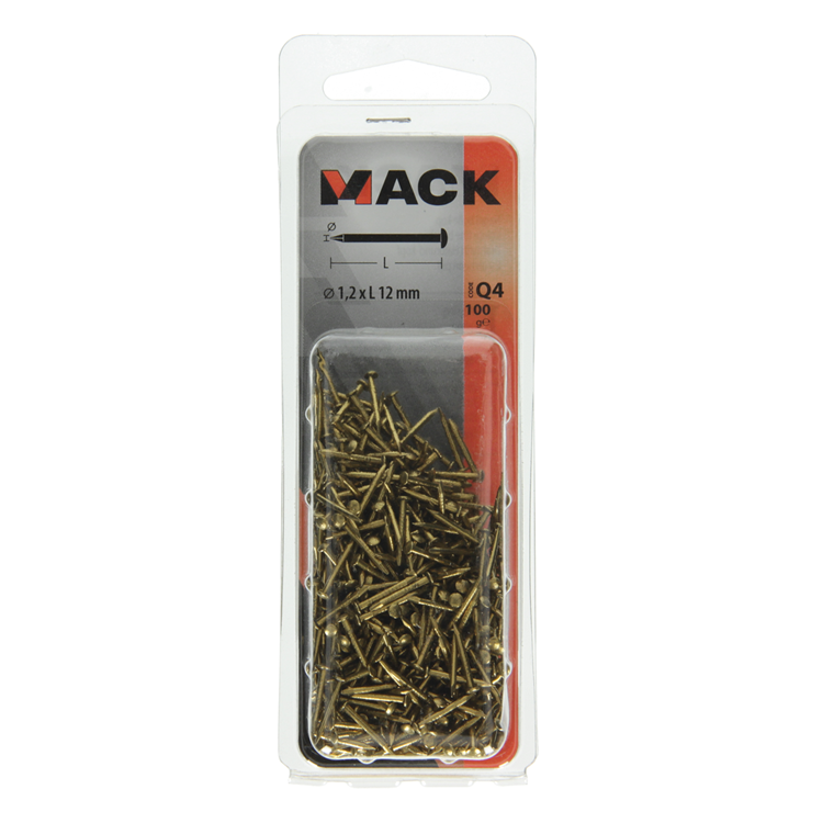 Mack 1017926 - nagel bolle kop messing 100 gr1,2 x 12 mm | 5 stuks