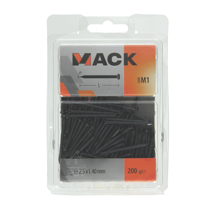 Mack 1017933 - staalnagel bvk staal geblauwd 200 gr 2,5 x 40 mm | 5 stuks