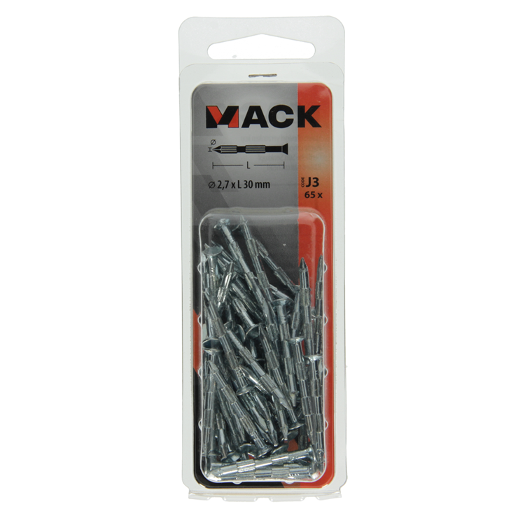 Mack 1017938 - stalen ribnagel vk st.gehard + verz 65st 2,7 x 30 mm | 5 stuks